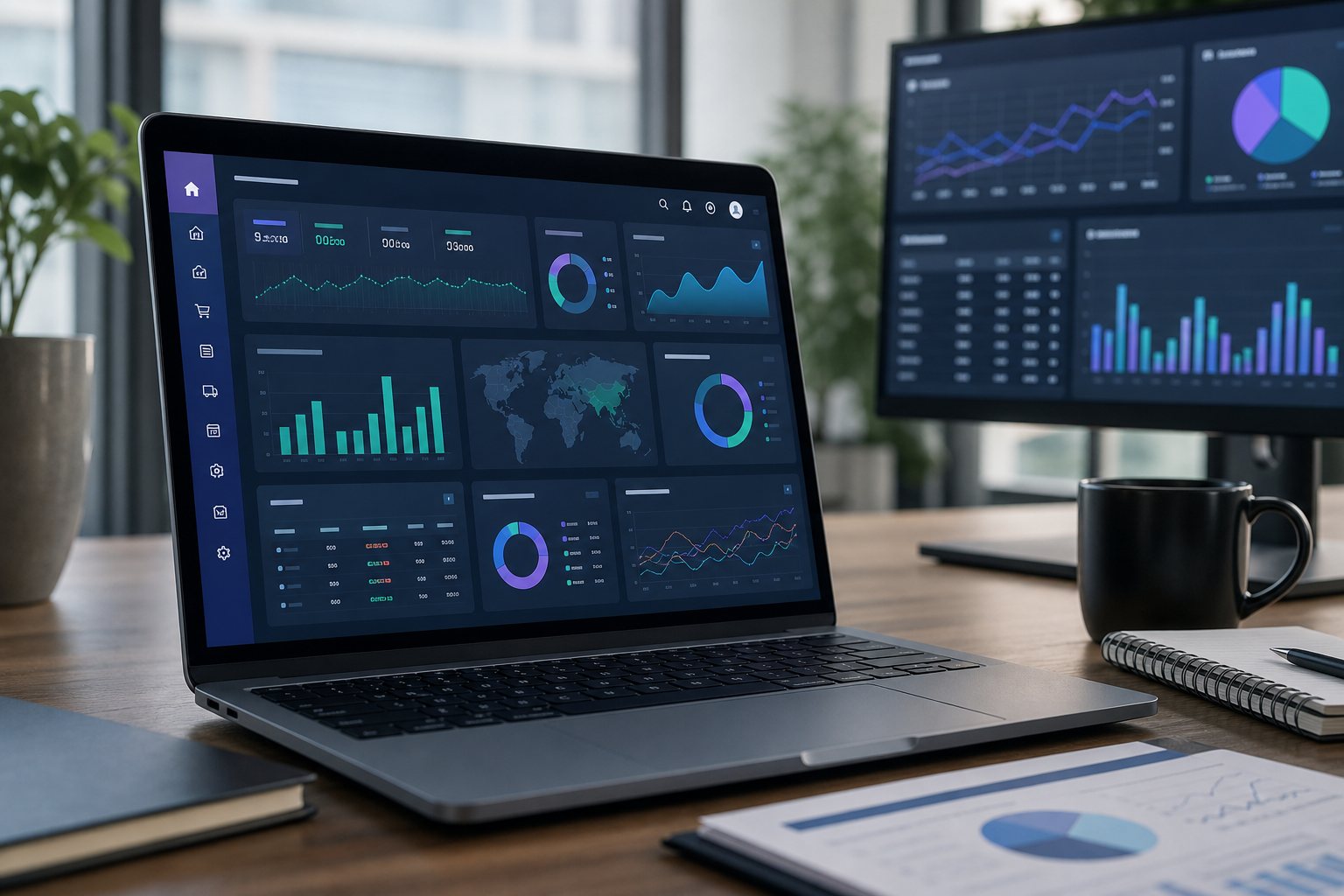 ERP software development dashboard for finance inventory operations and enterprise reporting