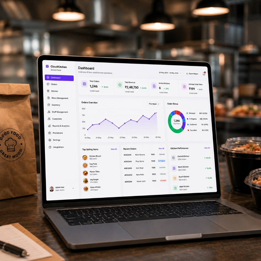 admin dashboard features for cloud kitchen management software