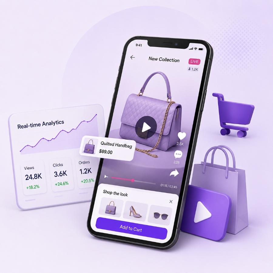 Video shopping app development services with shoppable video product tags
