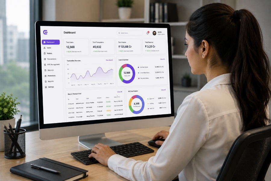 Admin dashboard features for eWallet software development