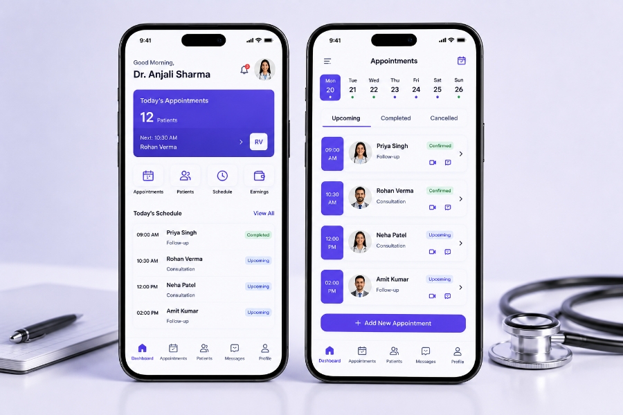 Doctor panel for appointment scheduling app development