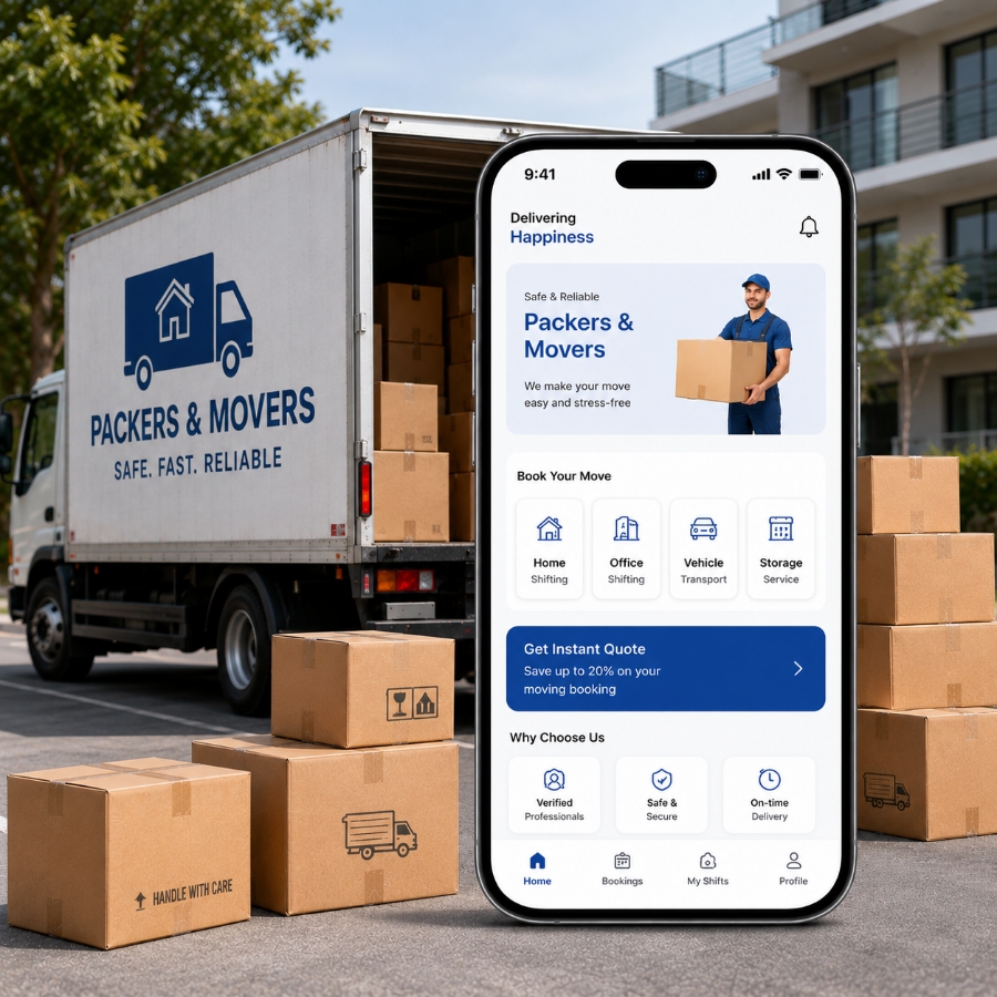 Packers and movers app development services with booking and tracking