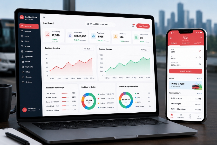 Bus booking app development proposal for operator admin dashboard and fleet management software