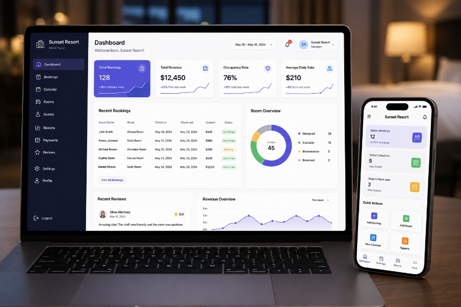 Hotel property dashboard for hotel booking app development