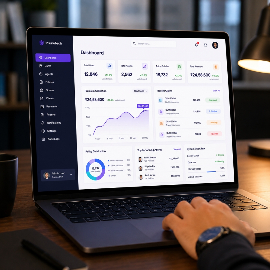 Insurance admin dashboard development