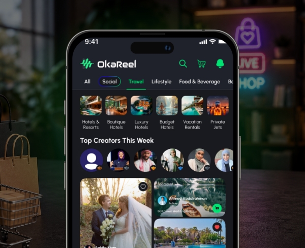 OkaReel social reels and product search features