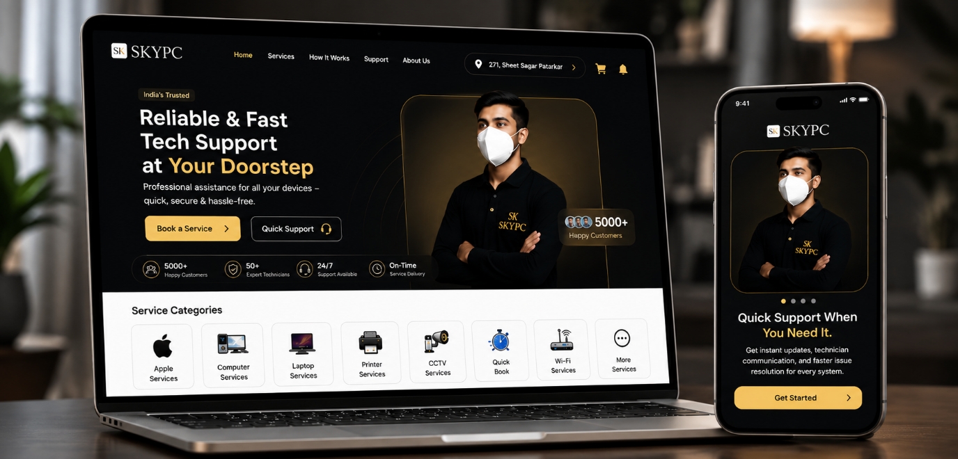 SKYPC IT service booking platform UI