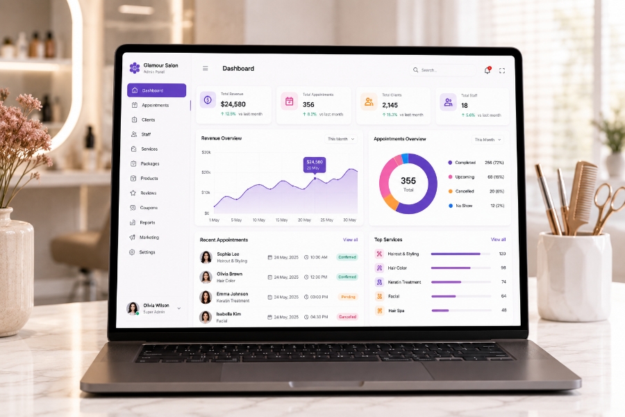 Admin dashboard for beauty salon app development company services
