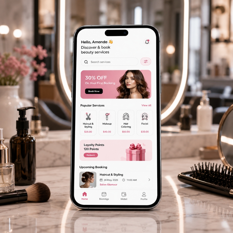 Beauty salon app development company building custom salon booking apps