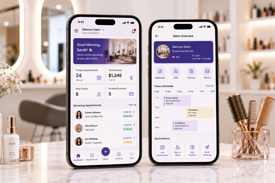 Salon panel for beauty salon management software