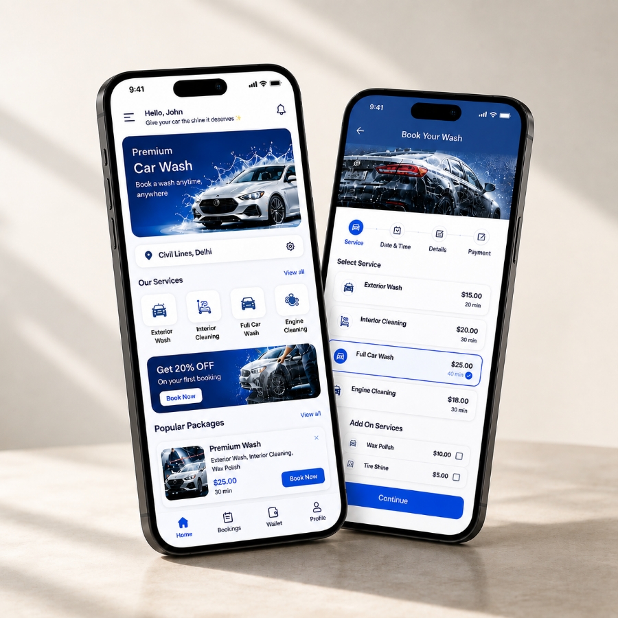 Car wash app development company building on demand booking apps