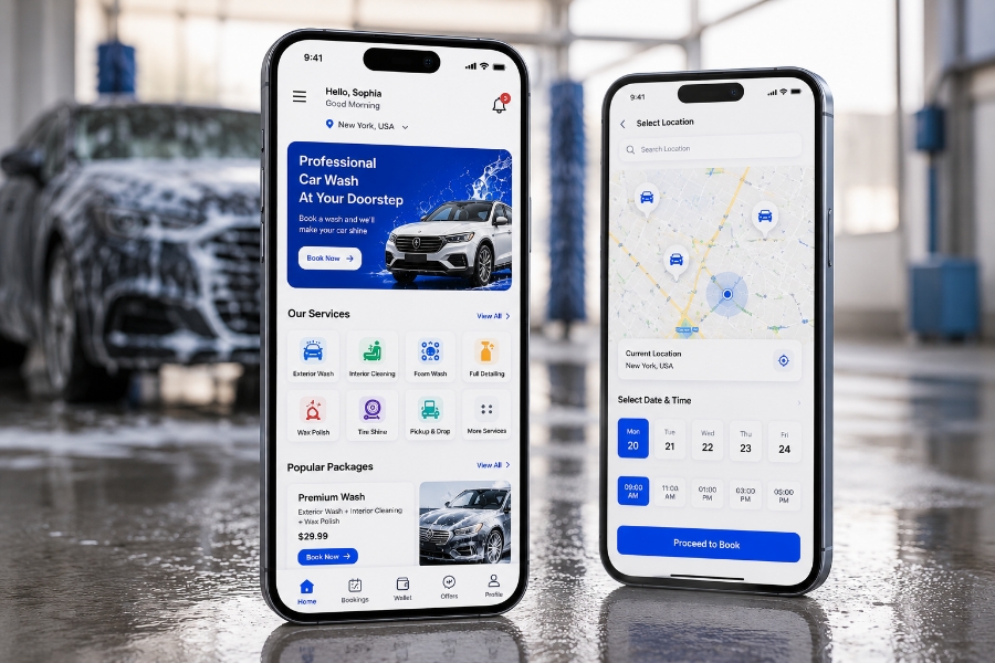 Customer app features for car wash booking app development