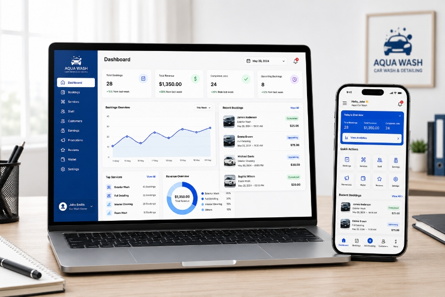 Vendor panel for car wash software development