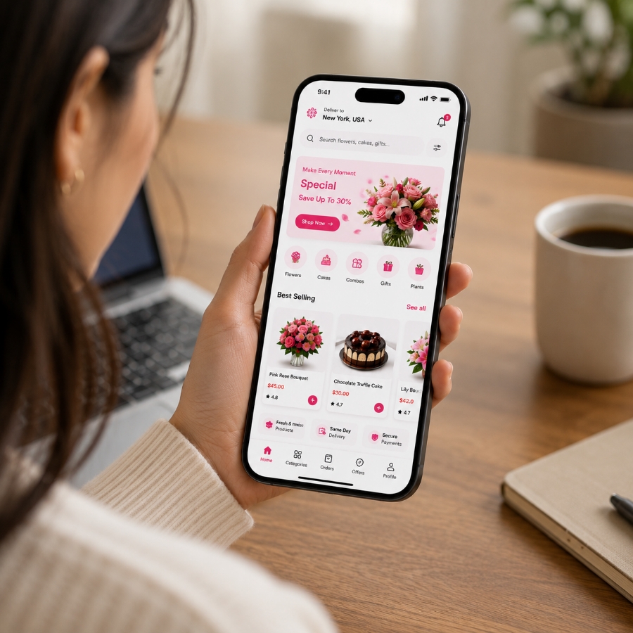 Flower and cake delivery marketplace app solutions