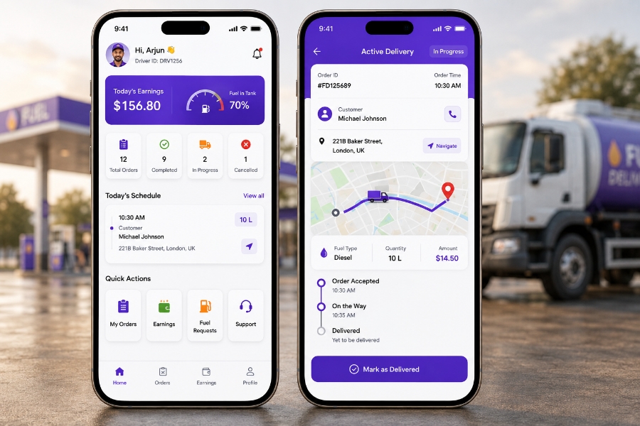 Driver app features for fuel delivery software
