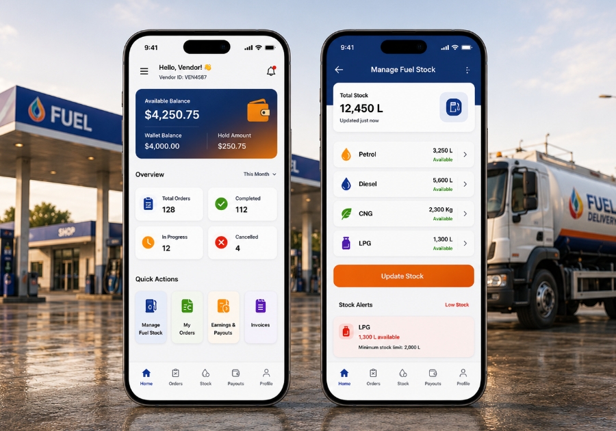 Fuel station vendor panel features