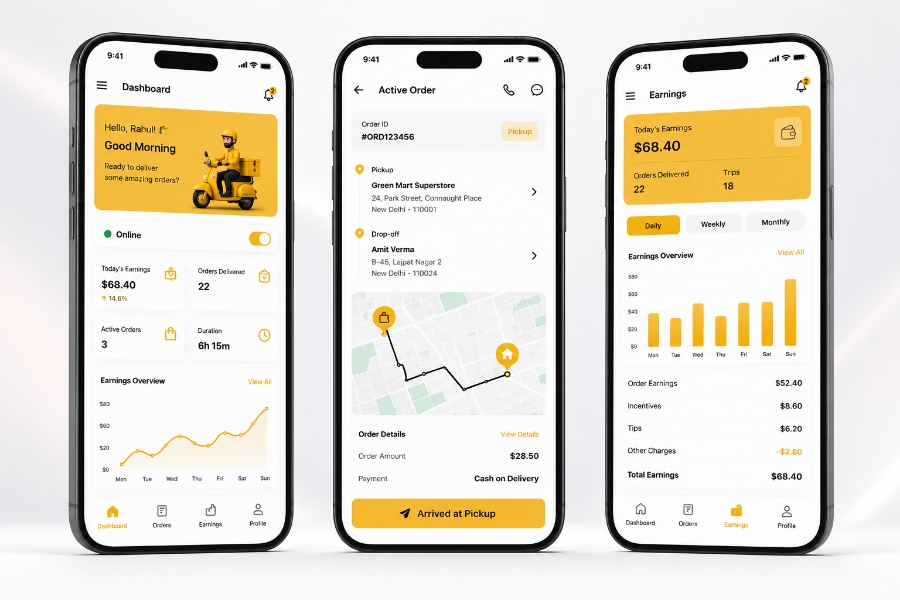 Delivery partner app for grocery delivery