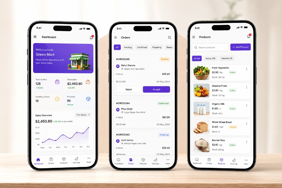Grocery vendor app features