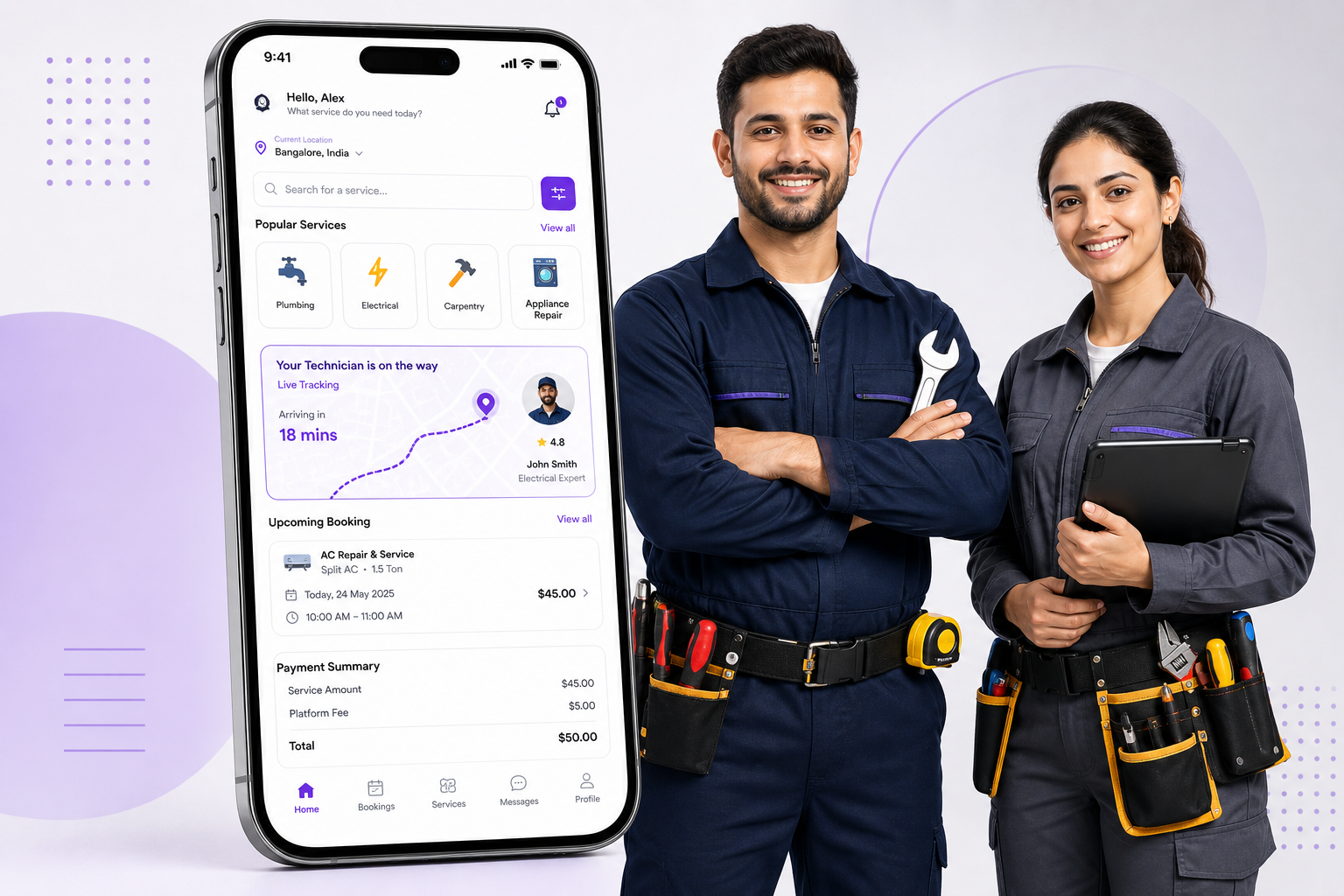 Custom handyman booking app development for repair businesses