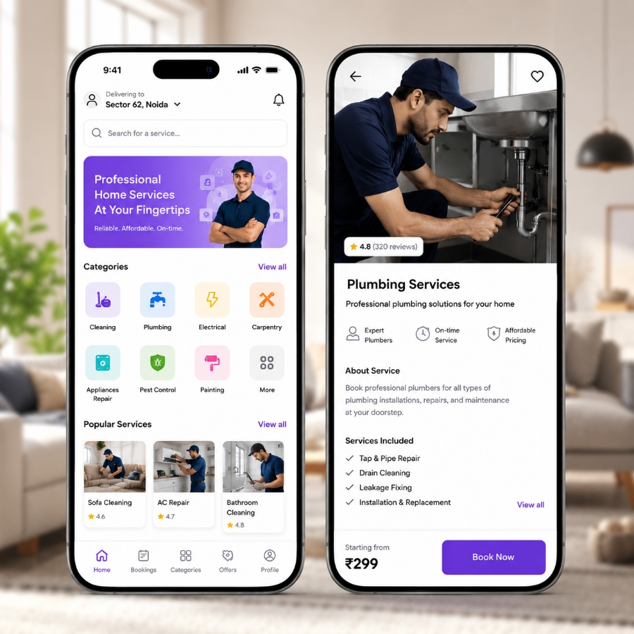 Admin panel and GPS tracking for home service software development