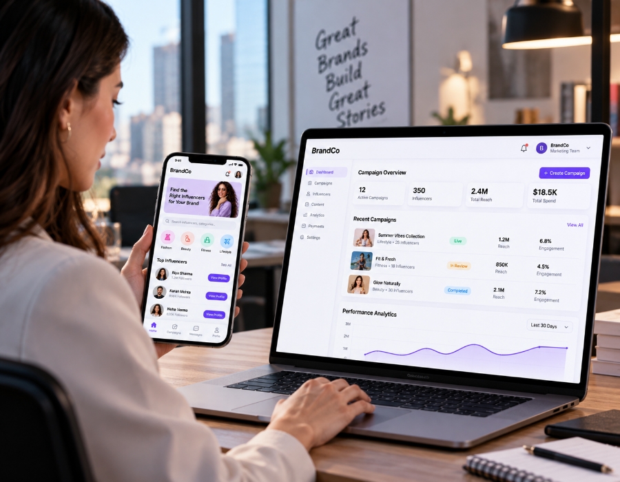 Brand dashboard features for influencer campaign management