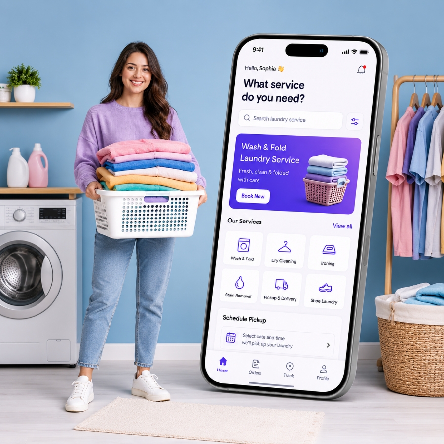 Custom laundry app development services for pickup delivery and orders