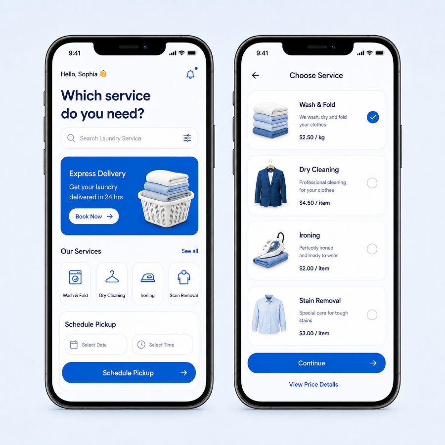 Laundry app development company building pickup and delivery apps