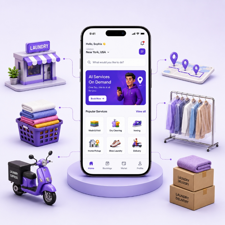 Laundry management software dashboard for orders pickup and delivery tracking