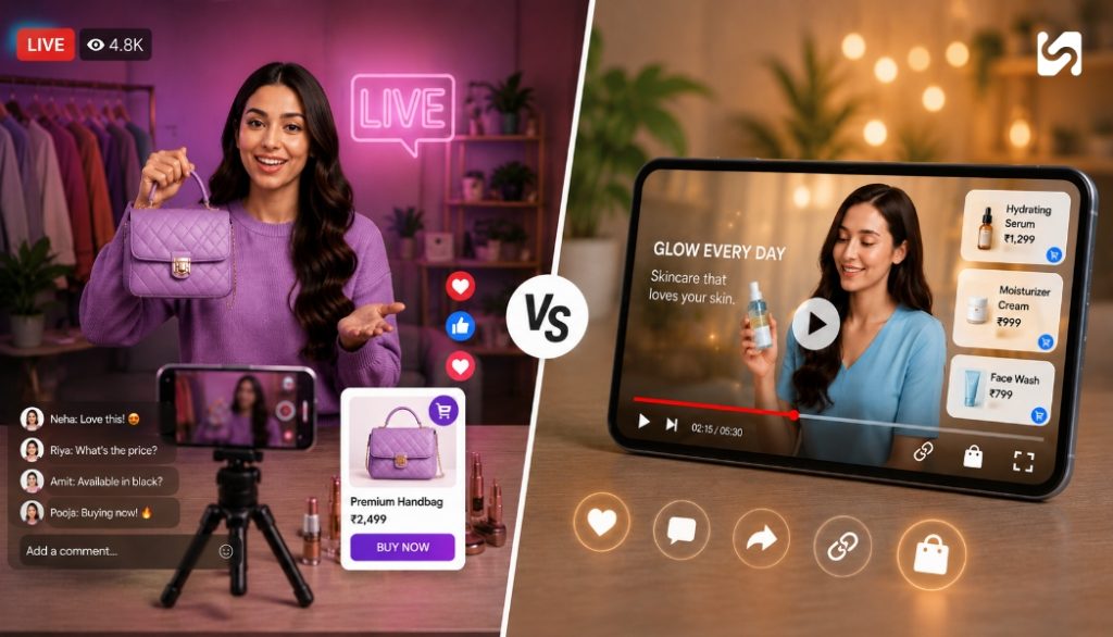 Live Commerce Vs Shoppable Videos- Comparison Guide 2026